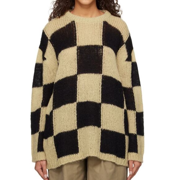 The Open Product Open YY Alpaca Wool Checkered Oversized Sweater 1 S - Picture 1 of 9